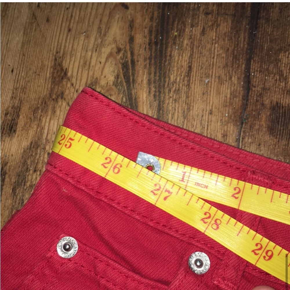 Topshop Petite Moto Red Denim Jean Skirt - Picture 7 of 7
